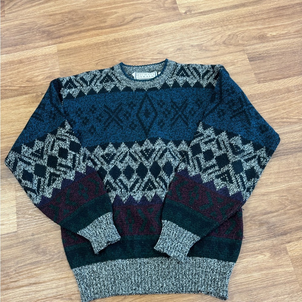 Vintage michael Gerald patterned knit sweater